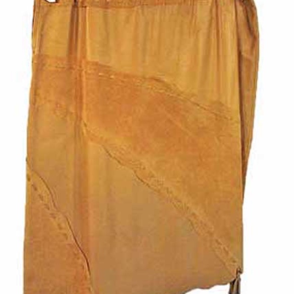 SKIRT, CALF & SUEDE, MISSES 12, CARAMEL, DANIER LEATHER, ASYMMETRICAL HEM, - Picture 1 of 8